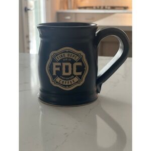 Fire Dept Coffee FDC Matte Black Ceramic Mug Handcrafted USA Stoneware Cup